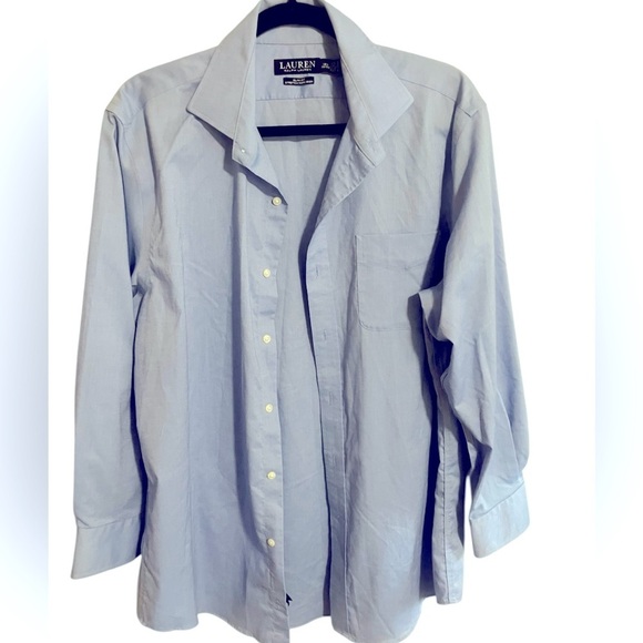 Lauren Ralph Lauren Black Label Mens Blue Dress Shirt SlimFit NoIron 161/2 32/33 - Picture 2 of 7